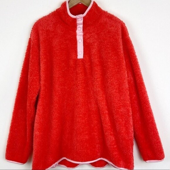 Crown & Ivy Coral Orange Woobie Fleece Pullover - Picture 2 of 10